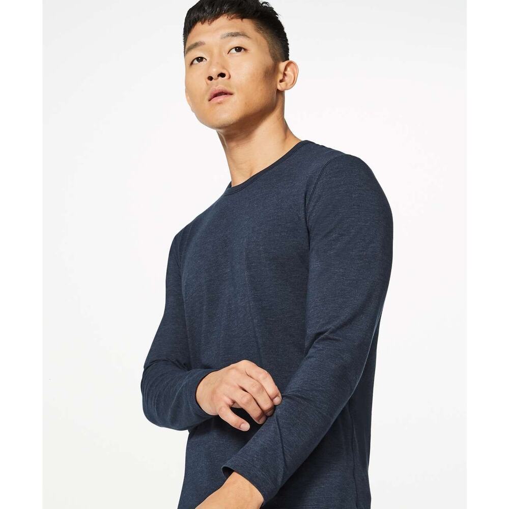 Lululemon 5 Year Basic Long Sleeve Crew T-Shirt Heathered Nautical Navy Blue L